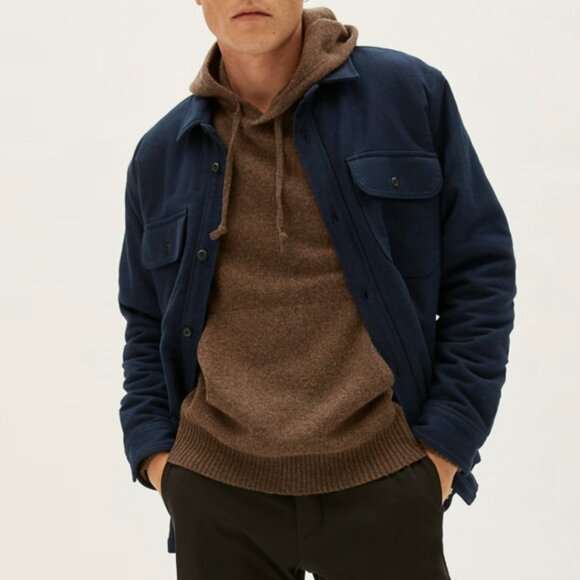NEW Everlane The ReNew Fleece Lined Heavyweight Overshirt Mens M Deep Navy - Picture 1 of 10
